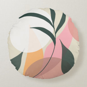 Coussins Ronds Formes d'illustration végétale abstraite Rose