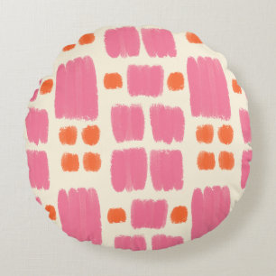 Coussins Ronds Formes peintes rose et orange sur fond de crème
