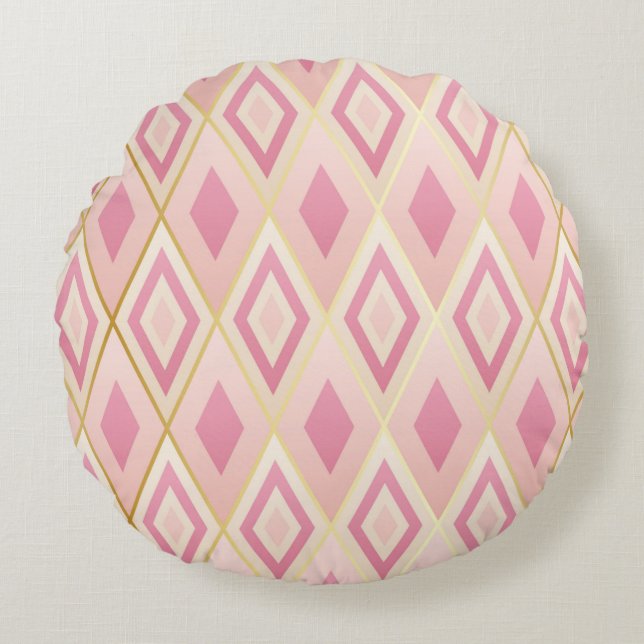 Coussins Ronds Formes rhombus rose géométrique sans coutures moti (Devant)