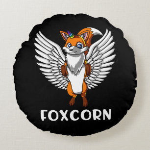 Coussins Ronds Foxcorn Magique Fox Unicorn drôle animal