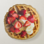 Fraise Banane gaufre ronde oreiller à lancer
