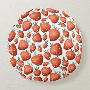 Coussins Ronds Fraises rouges Arrière - plan blanc sans joint