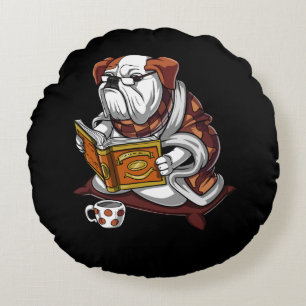 Coussins Ronds Français Bulldog livre lecture Chien drôle animal