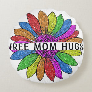 Coussins Ronds Free Mom Hugs LGBTQIA+ Fierté Support