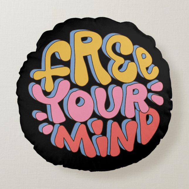 Coussins Ronds Free Your Mind – Vibrant Motivationa (Devant)