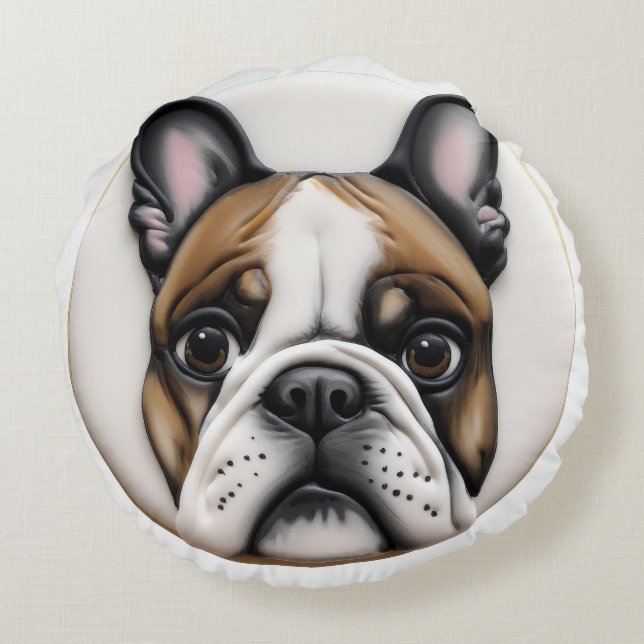 Coussins Ronds French Bulldog 3D inspiré (Dos)