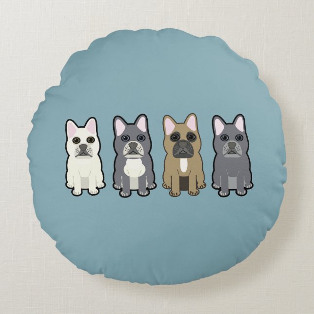 Coussins Ronds Frenchie Friends (Devant)