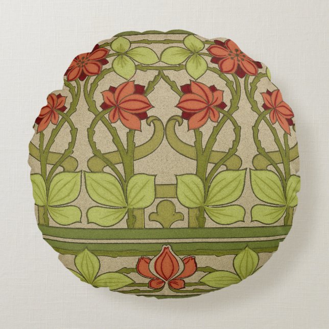 Coussins Ronds Frieze Bordure Art Nouveau Floral (Devant)
