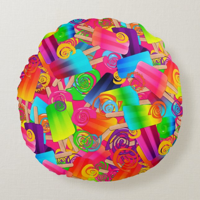 Coussins Ronds Frottis À PÂSSELLE CKC, FEU À FLÈCHE RONDE ROSE (Devant)