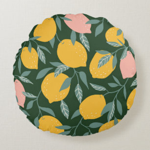 Coussins Ronds Fruit vintage citron Motif sans joint