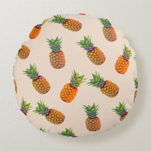 Coussins Ronds Fruits d'ananas sur beige clair