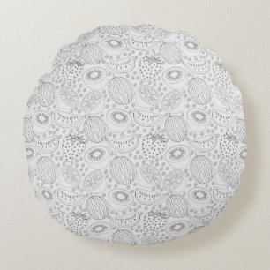 Coussins Ronds Fruits tropicaux sans couture motif noir et blanc