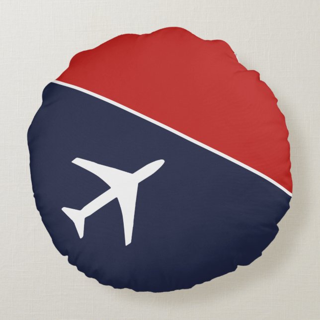 Coussins Ronds Funky White Plane Avion Pilote (Dos)