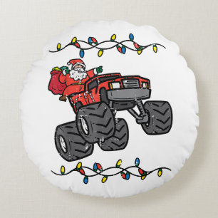 Coussins Ronds Garçons Enfants Tout-Petits Camion Monstre Noël Sa