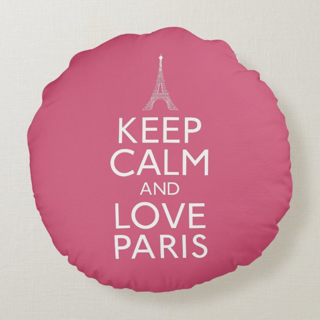 Coussins Ronds Gardez le calme et aimez Paris (Dos)