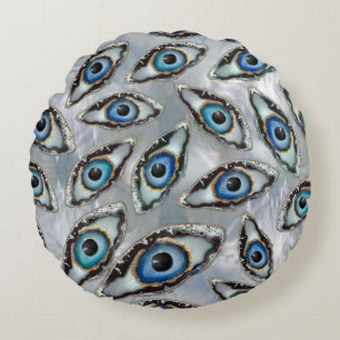 Coussins Ronds Géodes et cristaux Motifs des yeux maléfiques sur