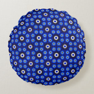 Coussins Ronds Géométrie en zellige bleu mystique