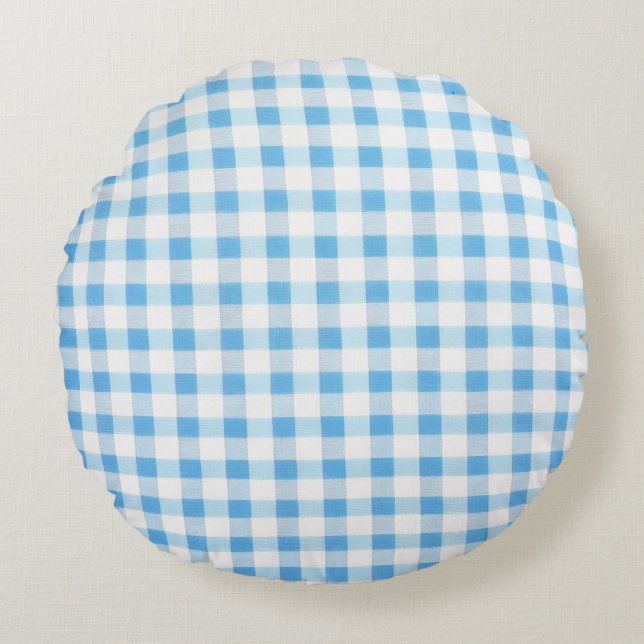 Coussins Ronds Gingham Bleu Bébé (Devant)