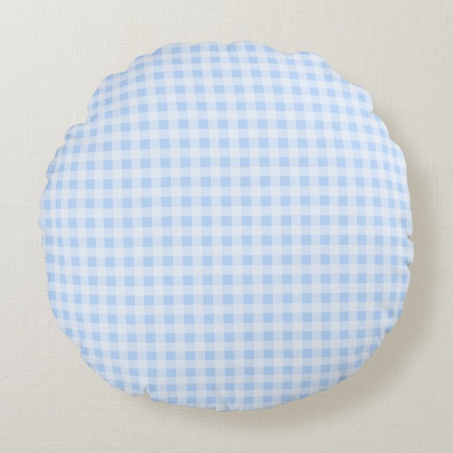 Coussins Ronds Gingham Bleu Pastel (Devant)