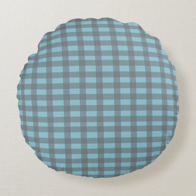 Coussins Ronds Gingham Blue  (Devant)