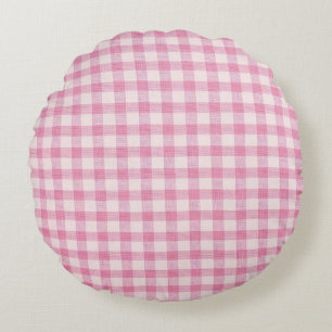 Coussins Ronds Gingham Rose Bébé