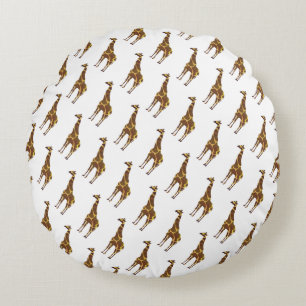 Coussins Ronds Giraffe Brown et jaune Silhouette