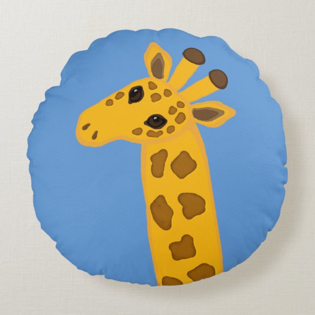 Coussins Ronds Giraffe Cartoon mignonne Jaune doré Brown animal (Devant)