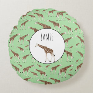 Coussins Ronds Giraffe Jungle Safari animal