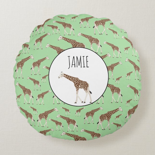 Coussins Ronds Giraffe Jungle Safari animal (Devant)