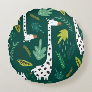 Coussins Ronds Giraffes colorées : Motif animal décoratif.