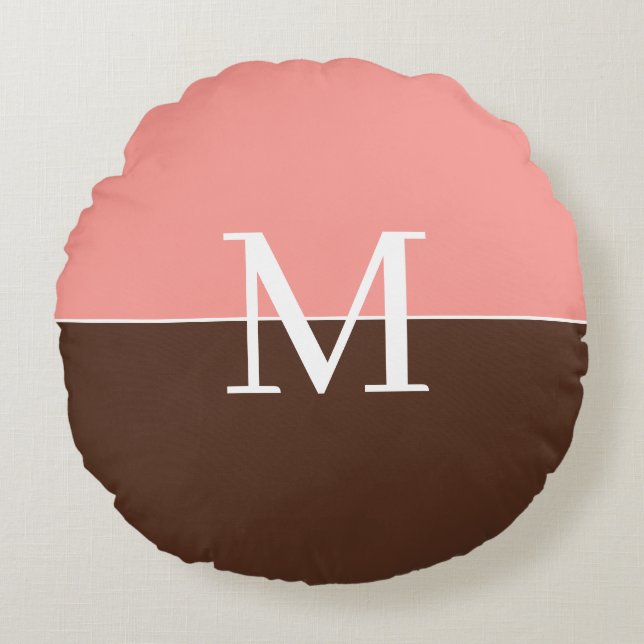 Coussins Ronds Girly pink &brown monogram (Devant)