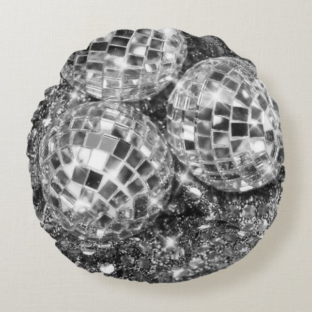 Coussins Ronds Glam de boules de disco #11 #retro #wall #art (Devant)