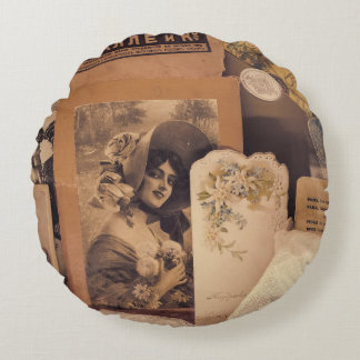 Coussins Ronds Glamour nostalgique : Portraits russes Vintages.
