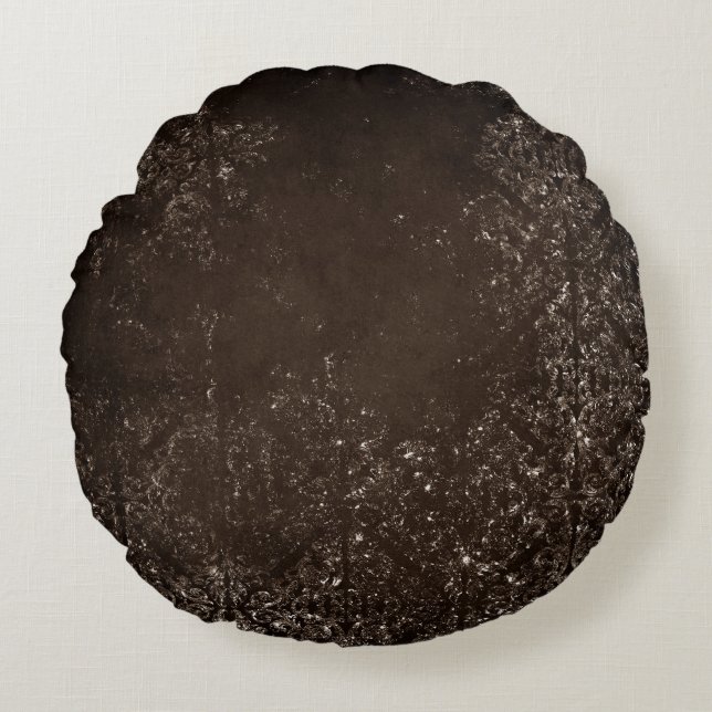 Coussins Ronds Glimmery Bronze Grunge | Riche Brown verre Damas (Devant)