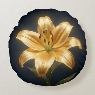 Coussins Ronds Glowing golden lily flower