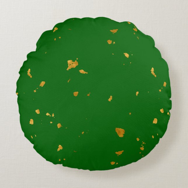 Coussins Ronds Gold Flakes sur Emerald Green (Devant)