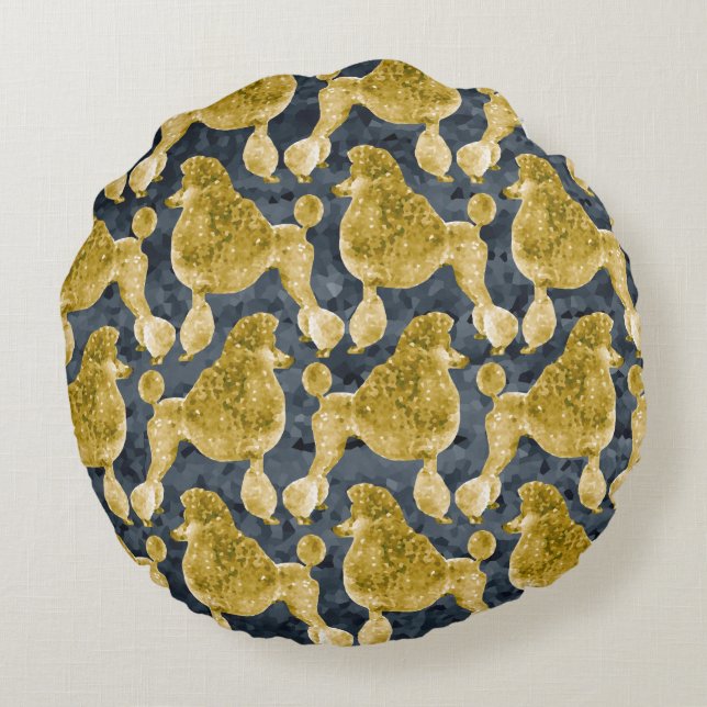 Coussins Ronds Gold Posh Poodé Night Grey (Dos)