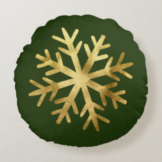 Coussins Ronds Gold Snowflake Christmas