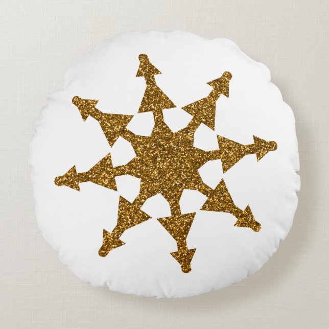 Coussins Ronds Golden Christmas Snow Star (Devant)