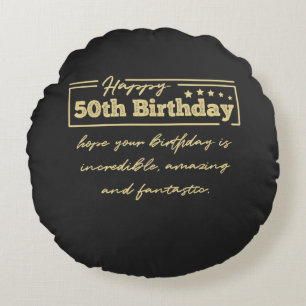 Coussins Ronds Golden Happy 50e anniversaire voeux