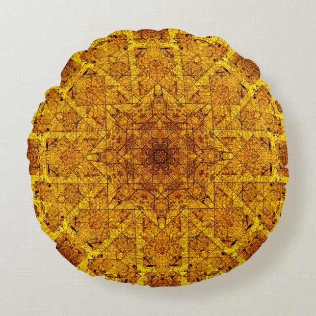 Coussins Ronds Golden Mandala (Devant)
