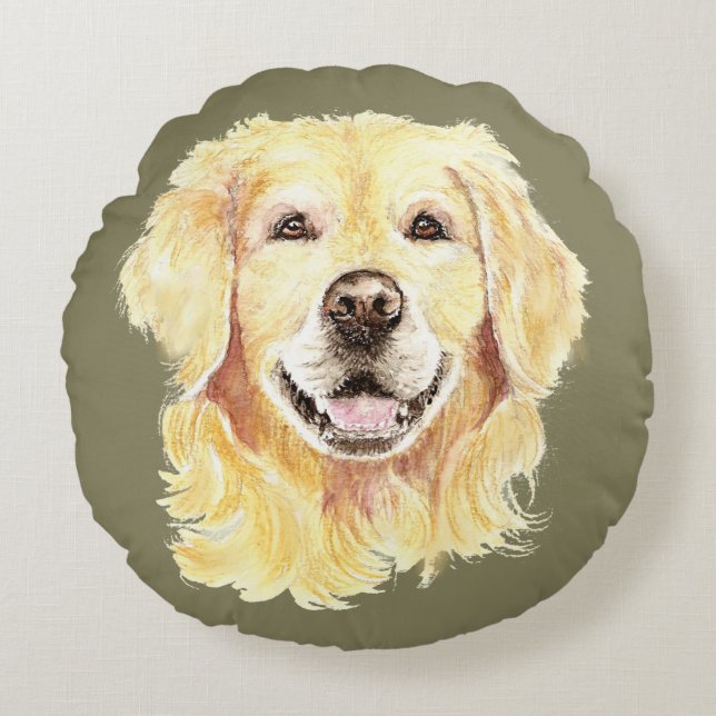Coussins Ronds Golden Retriever Chien Animal Animal Art (Devant)