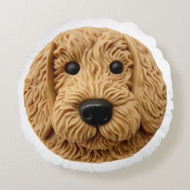 Coussins Ronds Goldendoodle Chien 3D Inspiré (Devant)