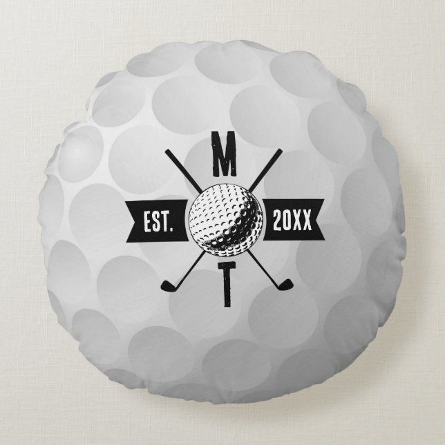 Coussins Ronds Golf Ball Texture & Club Premier Monogramme (Devant)