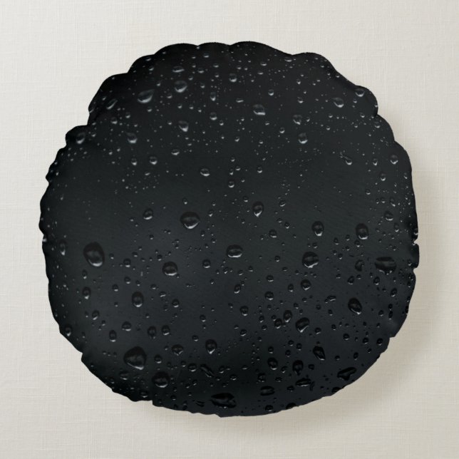 Coussins Ronds gouttes d'eau sur la fenêtre noire (Devant)