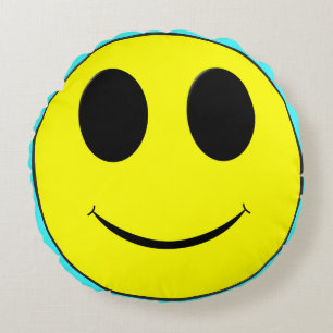 Coussins Ronds Grand Jaune heureux Allover