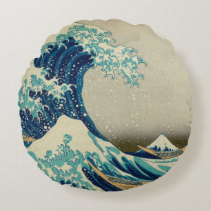 Coussins Ronds Grande vague au large de Kanagawa & Art japonais /