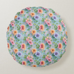 Coussins Ronds Grandes Fleurs en Papier Colorées