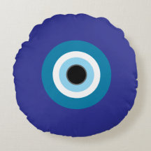 Graphic Blue Evil Eye Round Pillow