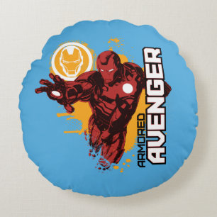Coussins Ronds Graphique d'Avenger blindé de l'homme en fer
